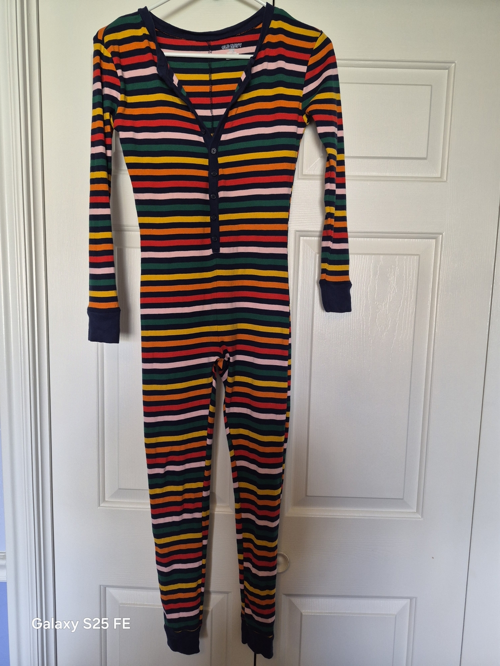 Old Navy Multicolor Striped Long Sleeve One-Piece with Navy Trim